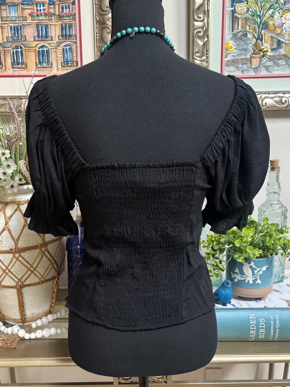 Nine West Black Twist-Front On/Off Shoulder Puff Sleeve Top Size Small NWT - Picture 2 of 9